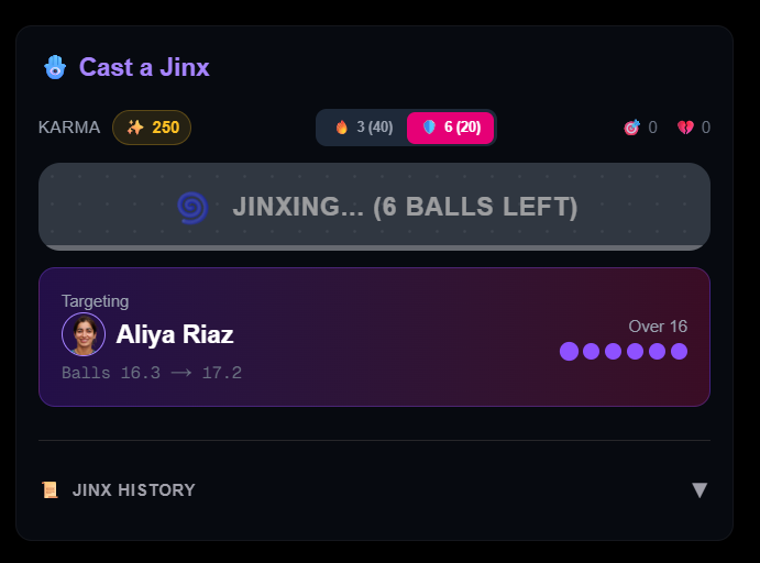 Jinx the Opponent Jinx button popover on match timeline